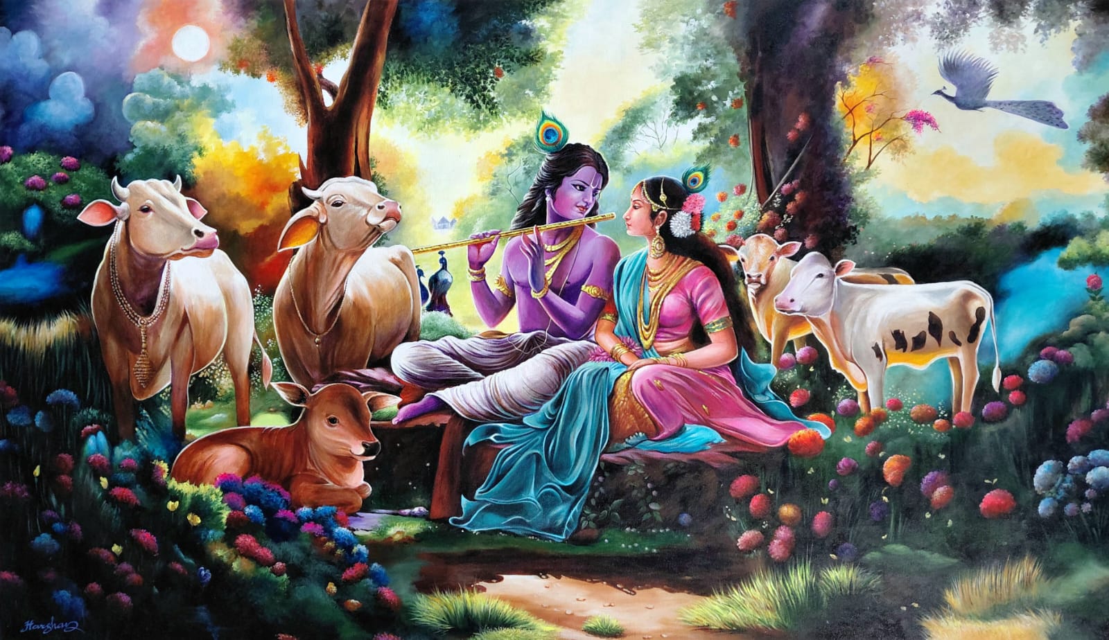 Krishna and Radha by Harshan